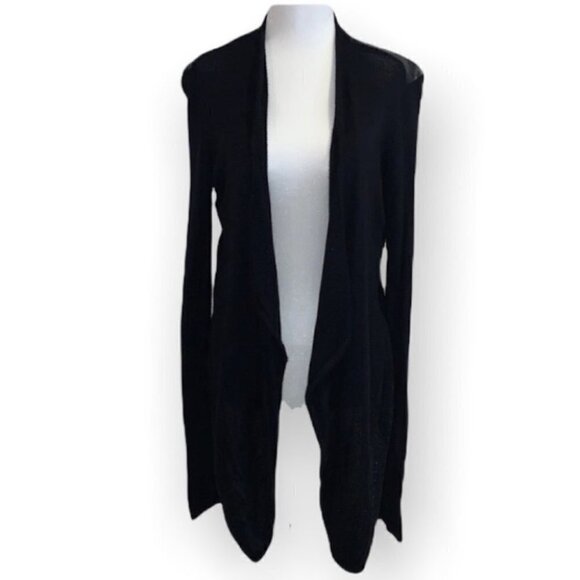 Marciano draped front black vegan leather long sleeves wrap jacket size Small - Picture 8 of 10